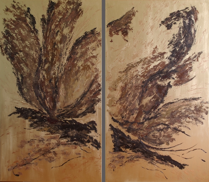 Stare złoto -  Dotknięty skrzydłem - Dyptyk / Ancient Gold - Touched By The Wing - Diptych